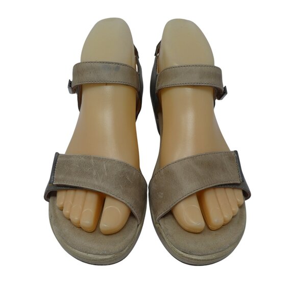Naot Intact Beige Pewter Leather Open Toe Slingback Heeled Sandals Womens 38 - Picture 6 of 13